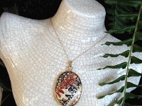 Spiral Birds and Blooms Chiyogami Pendant Pysanky Eggshell Jewelry by So Jeo : pysanky pysanka ukrainian easter egg batik art eggshell jewelry pendants earrings drop dangle etched flowers gift women accessories accessory pendant necklace bail crystal finding sterling silver filled sojeo flowers celtic purple white red pink brown green purple orange cream burgundy magenta teal turqoise crows crow blue black so jeo art handmade